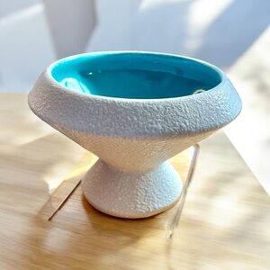 Vintage art pottery, signed Original USA, textured outside, mid century modern